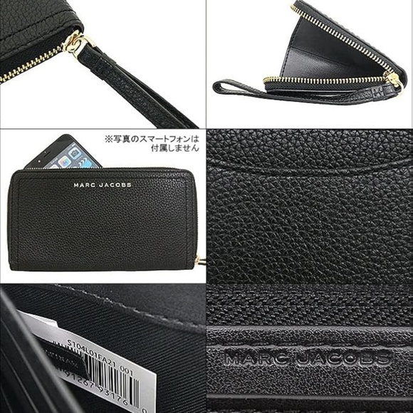 MARC JACOBS Black Logo Leather Zip Around Wallet NWT - Picture 3 of 3